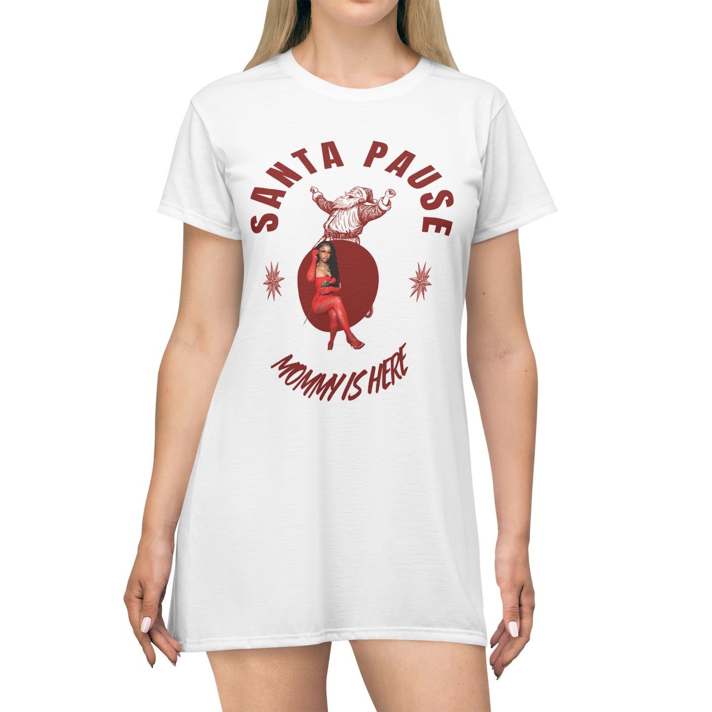 Funny Santa Pause Mommy T-Shirt Dress