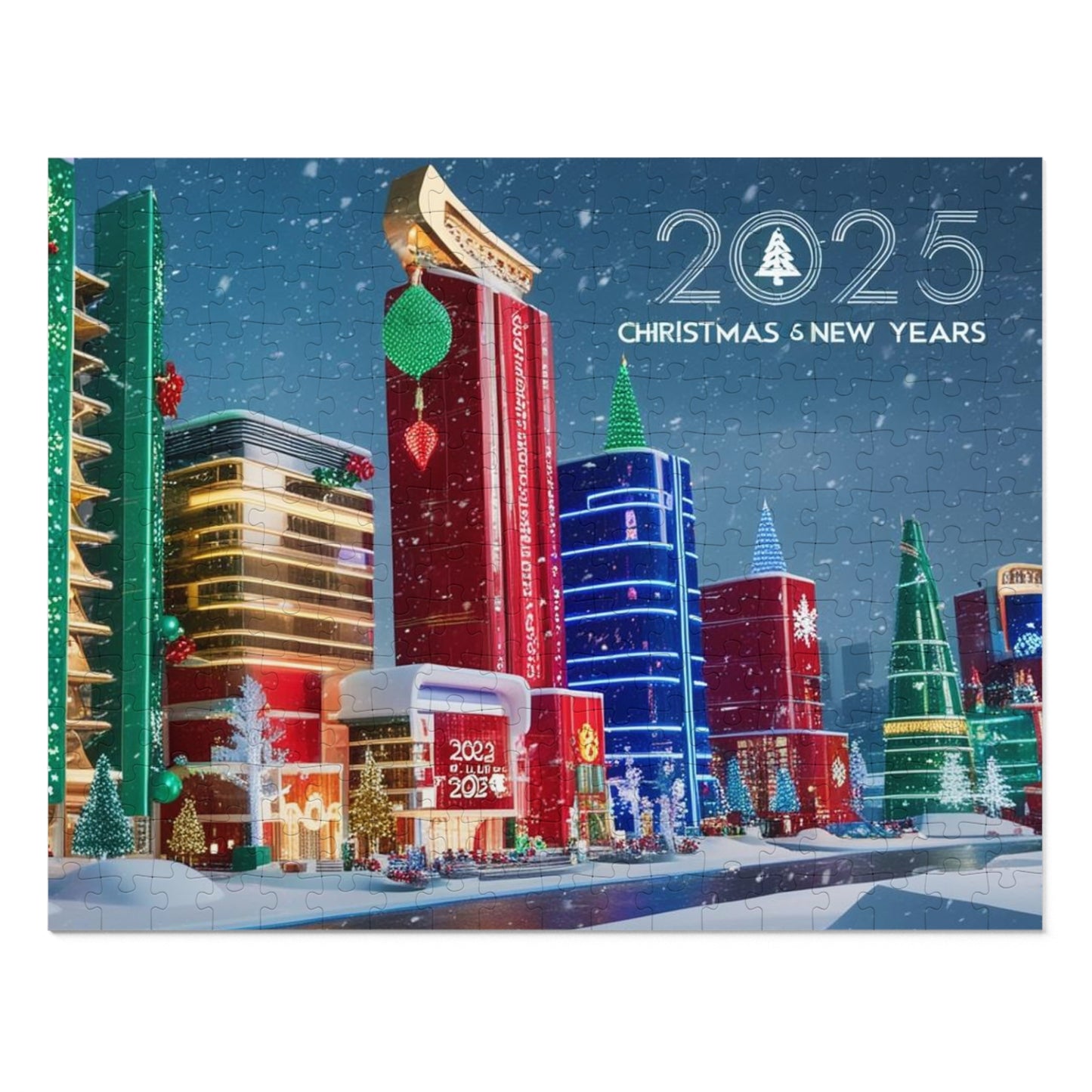 Jigsaw Puzzle with Tin Merry Christmas and Happy New Years 2025