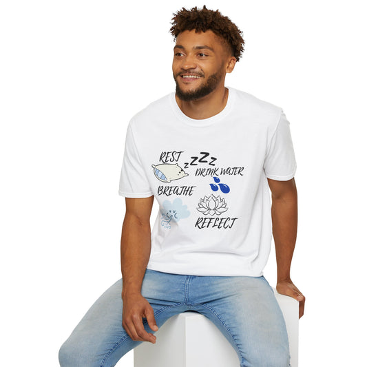 Motivational Unisex T-Shirt - Rest Breath Drink Sleep