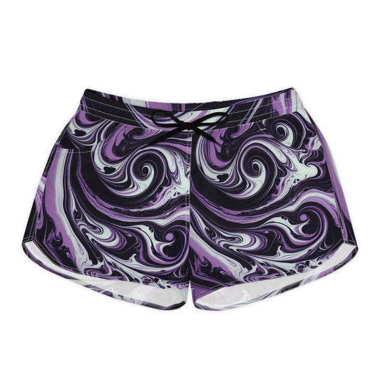 Women's Shorts - Custom Marble Swirl Colors Purple, Black, and White - Perfect Gift