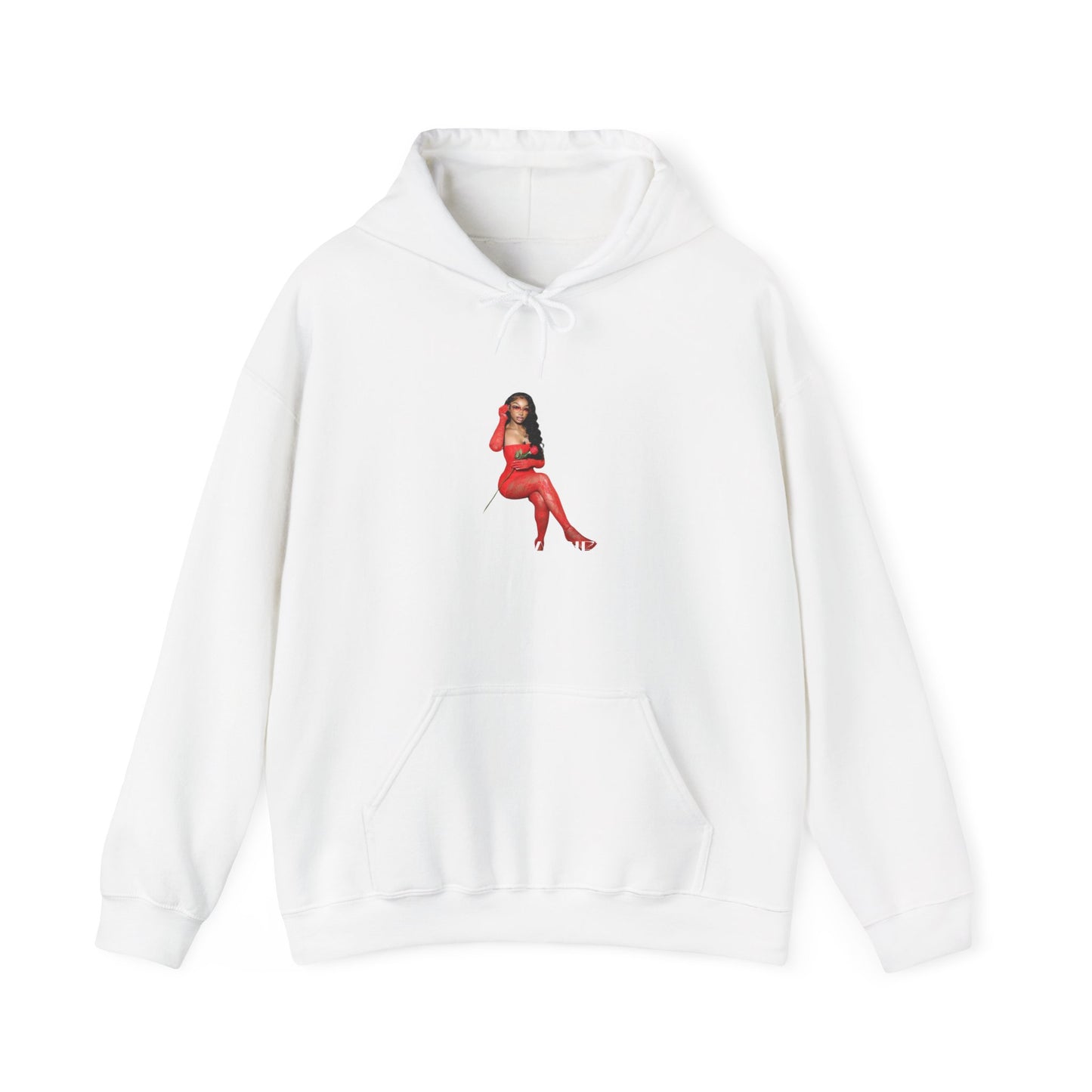 Christmas Unisex Hooded Sweatshirt - I will be your gift with woman in red dress image