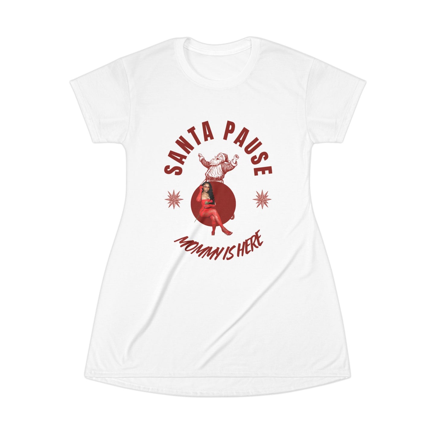 Funny Santa Pause Mommy T-Shirt Dress