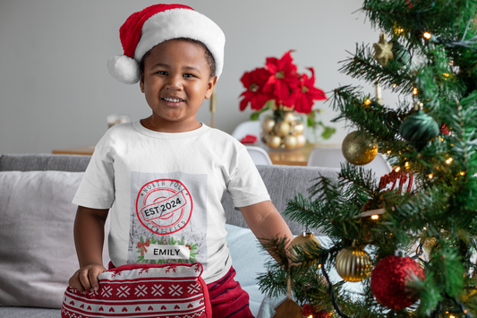 Christmas Certified Kids' T-Shirt - Personalized EST and DATE Stamp