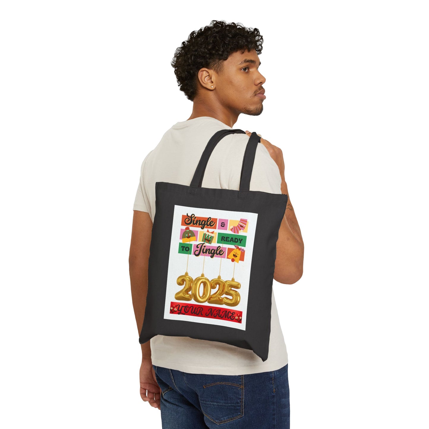 Tote Bag with 'Single and ready to mingle jingle' Design