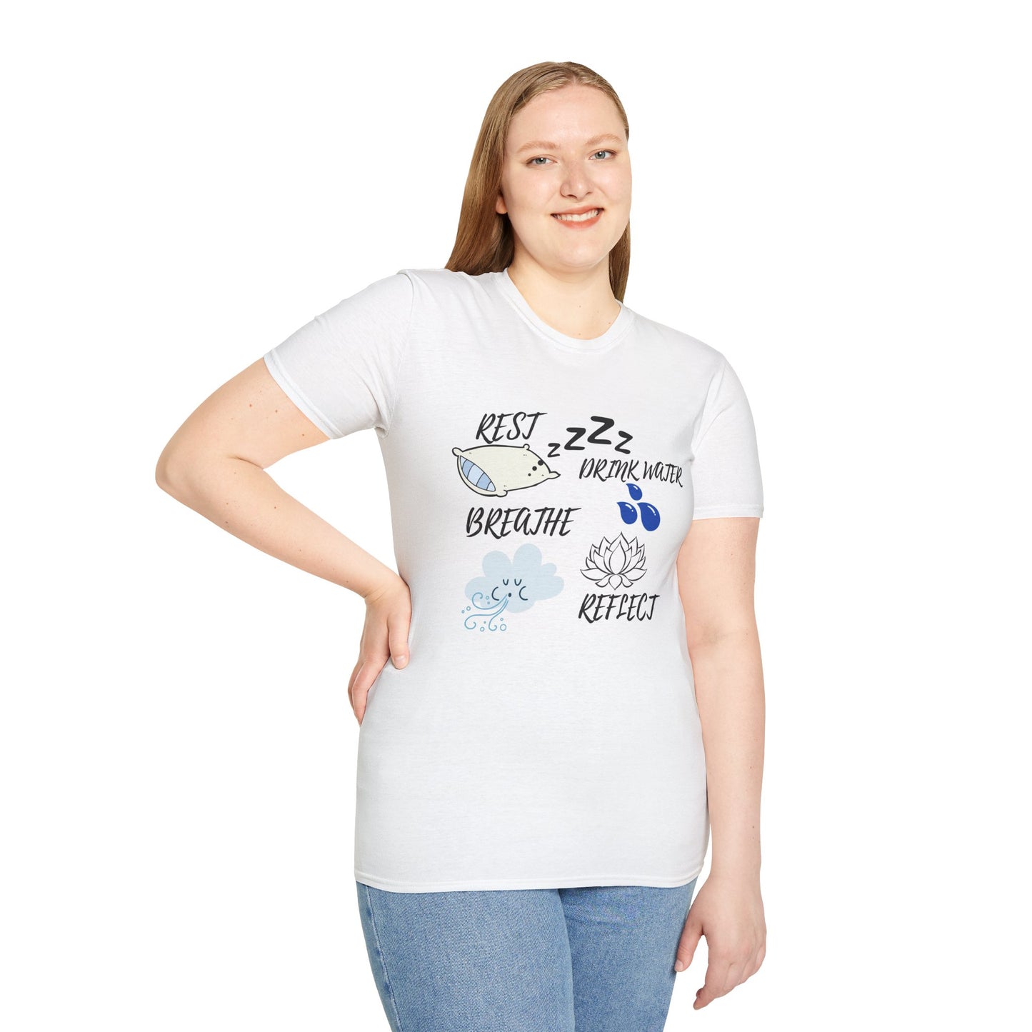 Motivational Unisex T-Shirt - Rest Breath Drink Sleep